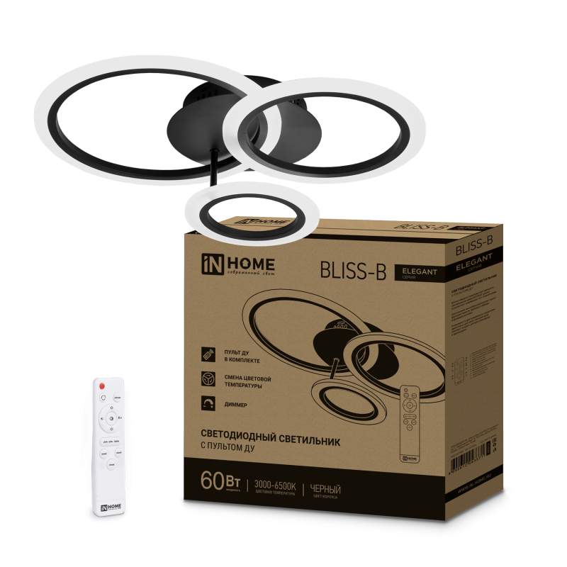 Светильник светод.Elegant Bliss-B с пультом ДУ  60Вт 3000-6500K