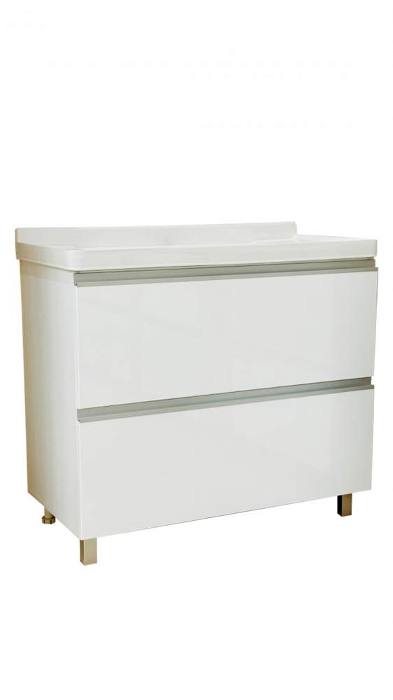 Тумба п/умыв. Спарта 80/2  напол.белый хром+ умывальник Cristalia 80  Белый