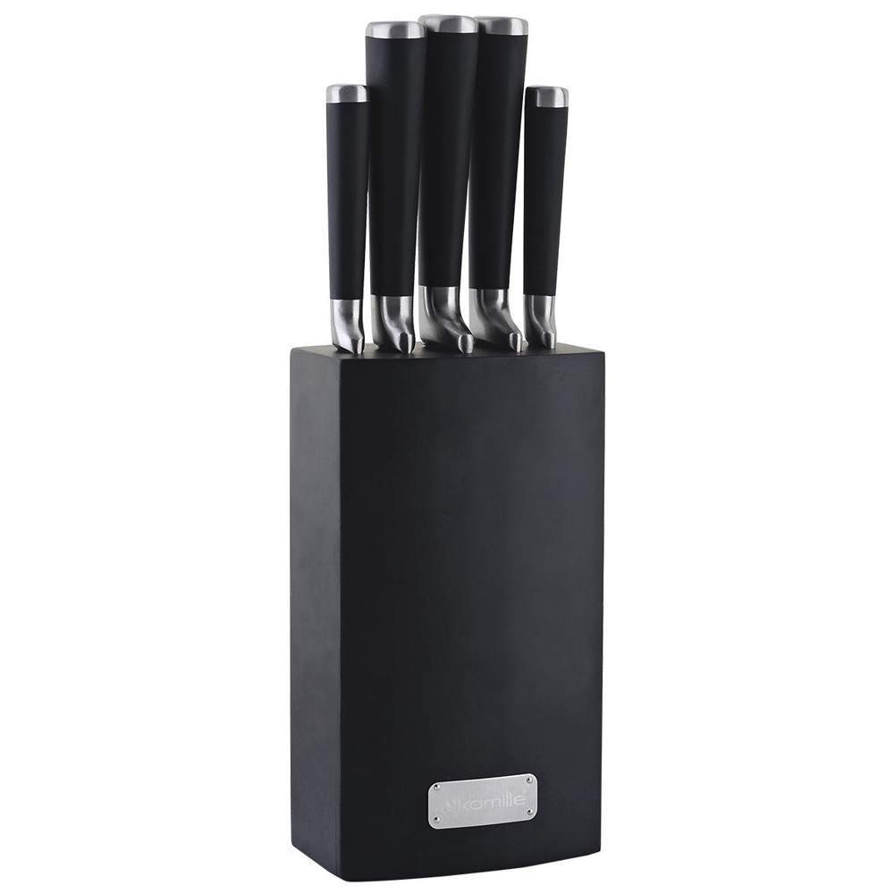 KAMILLE Набор ножей 5132 6пр. (5 ножей+подставка) нерж/сталь 