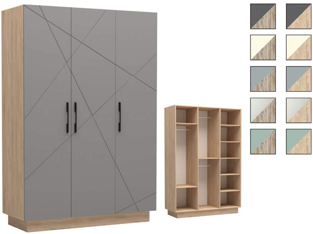 SPLIT Шкаф  3-х дверн.д/платья и белья 1502мм МДФ мат. Макарун мат/дуб Ир-кий