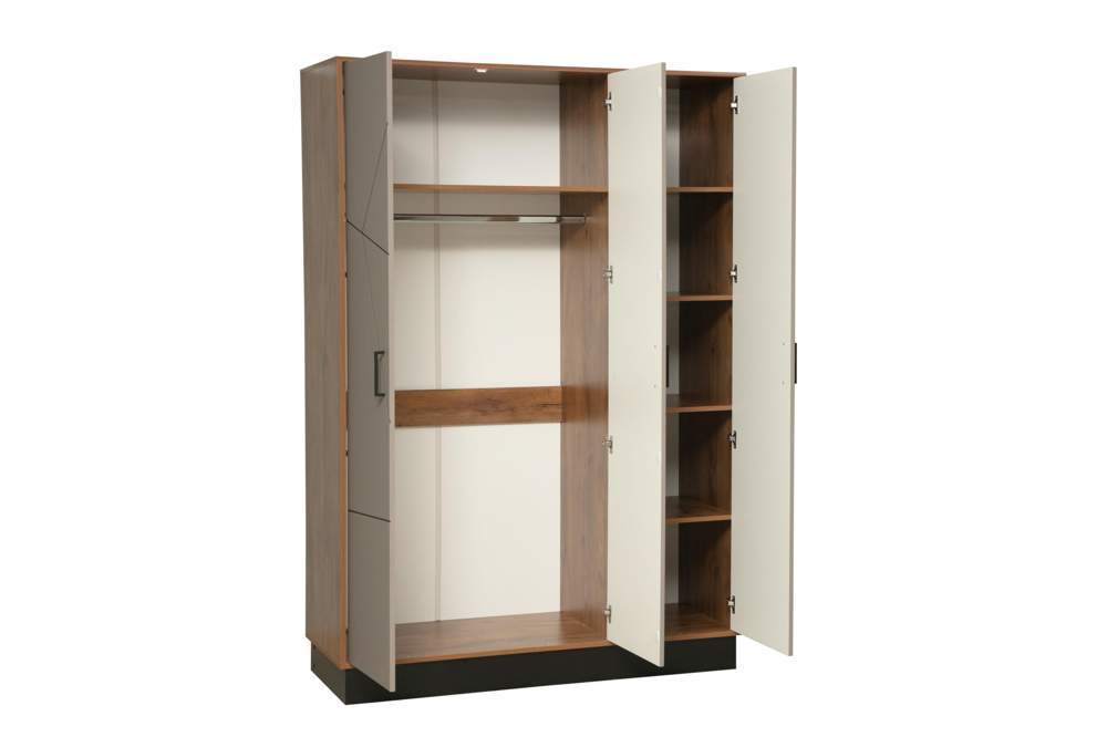 Шкаф д/одежды 54.12 "Гамма" 3-х дв. (таксония/черный/ПВХ грей ) 