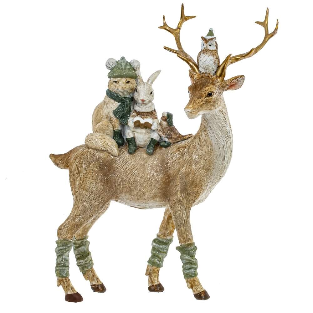 REMECO COLLECTION Фигурка 812609 Олень и лесные друзья золото/мятный 20,5х10х25см (полимер)