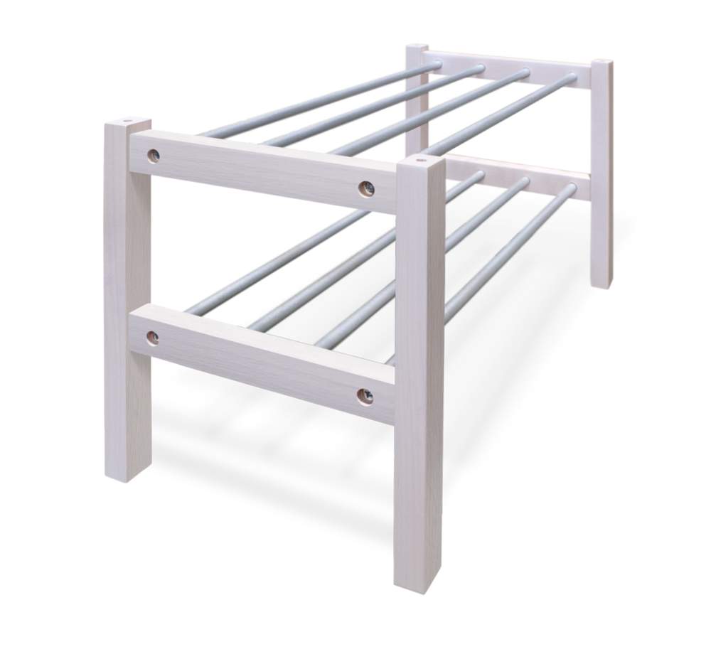 Полка д/обуви Sheffilton  Альберо SHT-SR9  дерево/металл ПЛТ-175 беленый/алюм.металл