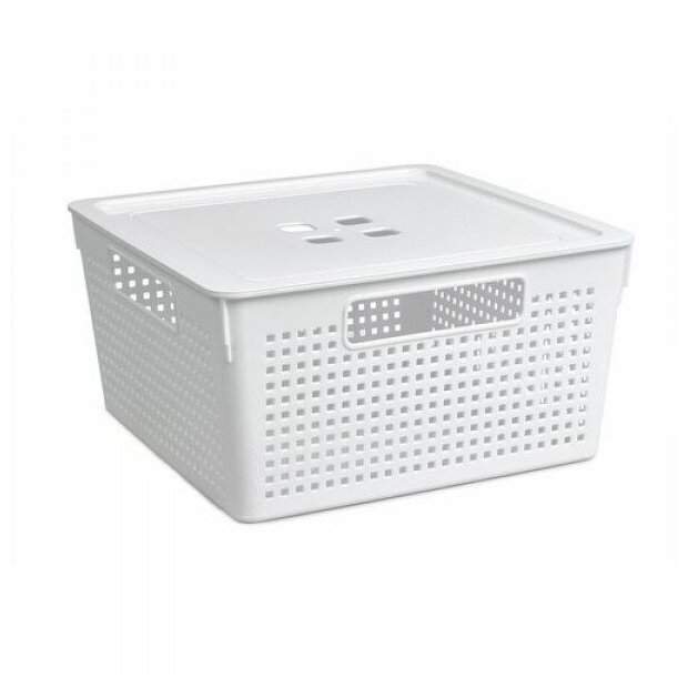 Корзинка Лофт/решетка 11л с кр.бел квадр 29х29h15см 6911106/328061