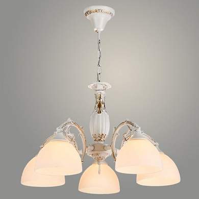 Люстра N2639/5 WG белое золото 5х40W E27 d560, QH19