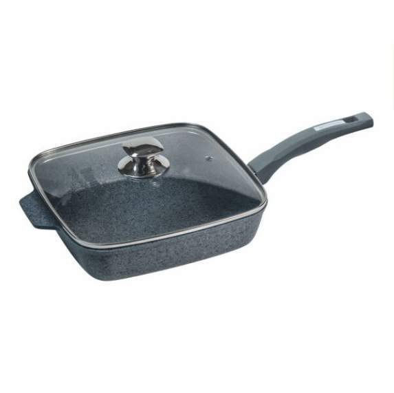 МЕЧТА Premium Gray Сковорода квадратная с25901 240х240мм с крышкой несъемная ручка