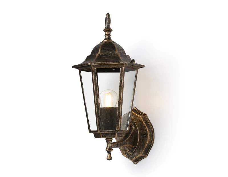 ST2012 GD/BK/CL Светильник уличный настенный золото/черный/прозр. IP54 E27 max 40W 360*150*210