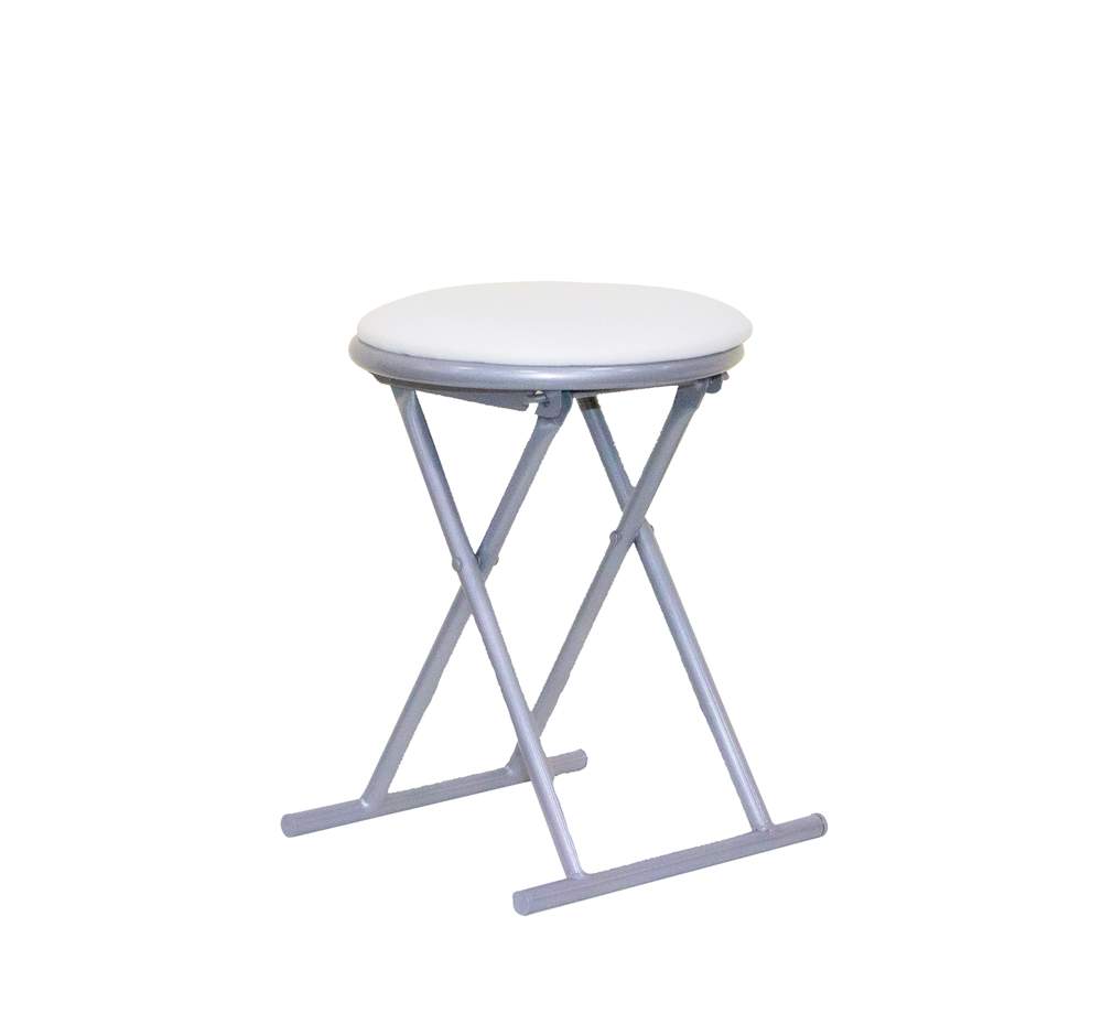 Табурет Орион (арт.СТ07)металлик сид.винилкожа №24 белый