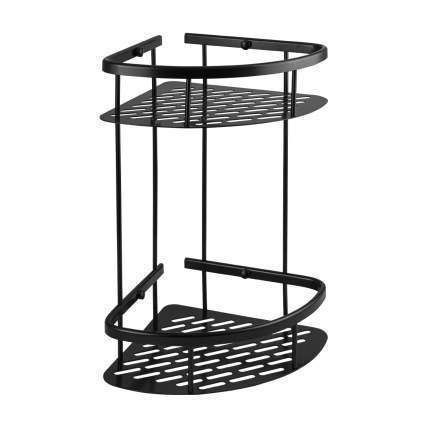 Полочка ТИТАН угл. овальная с лит.дном двойная, с креп.к стене,черного цв.  76069