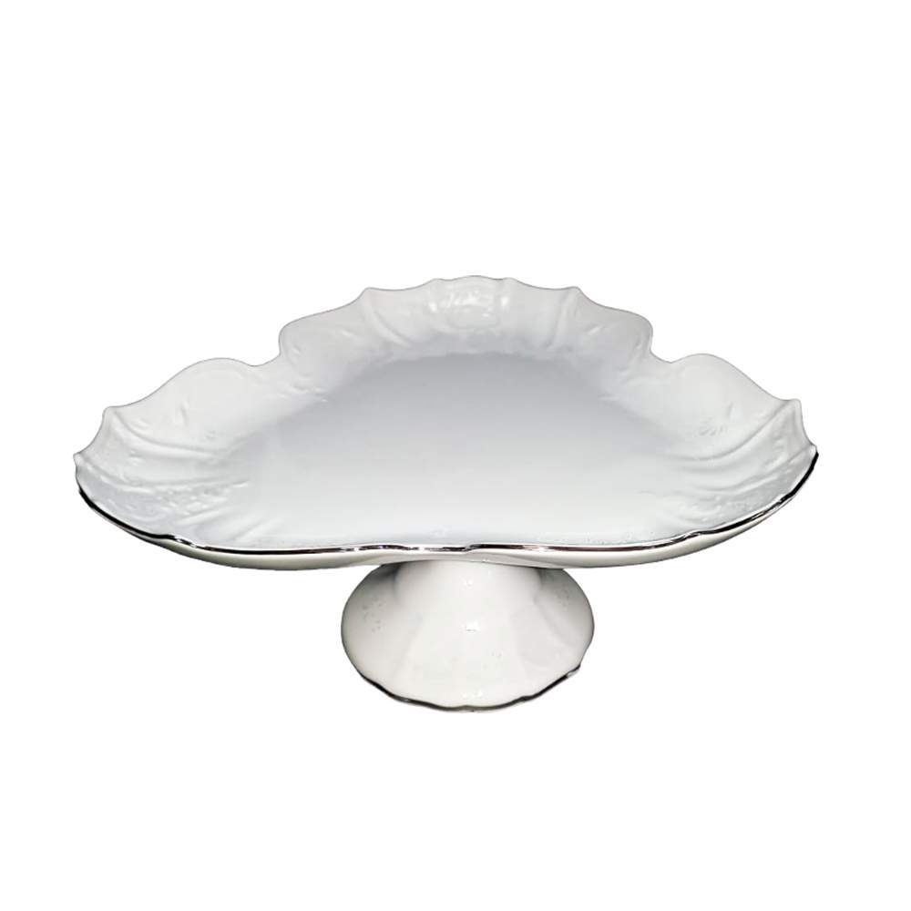BERNADOTTE Отводка платина Поднос на ножке треугольный 35см БТФ1549
