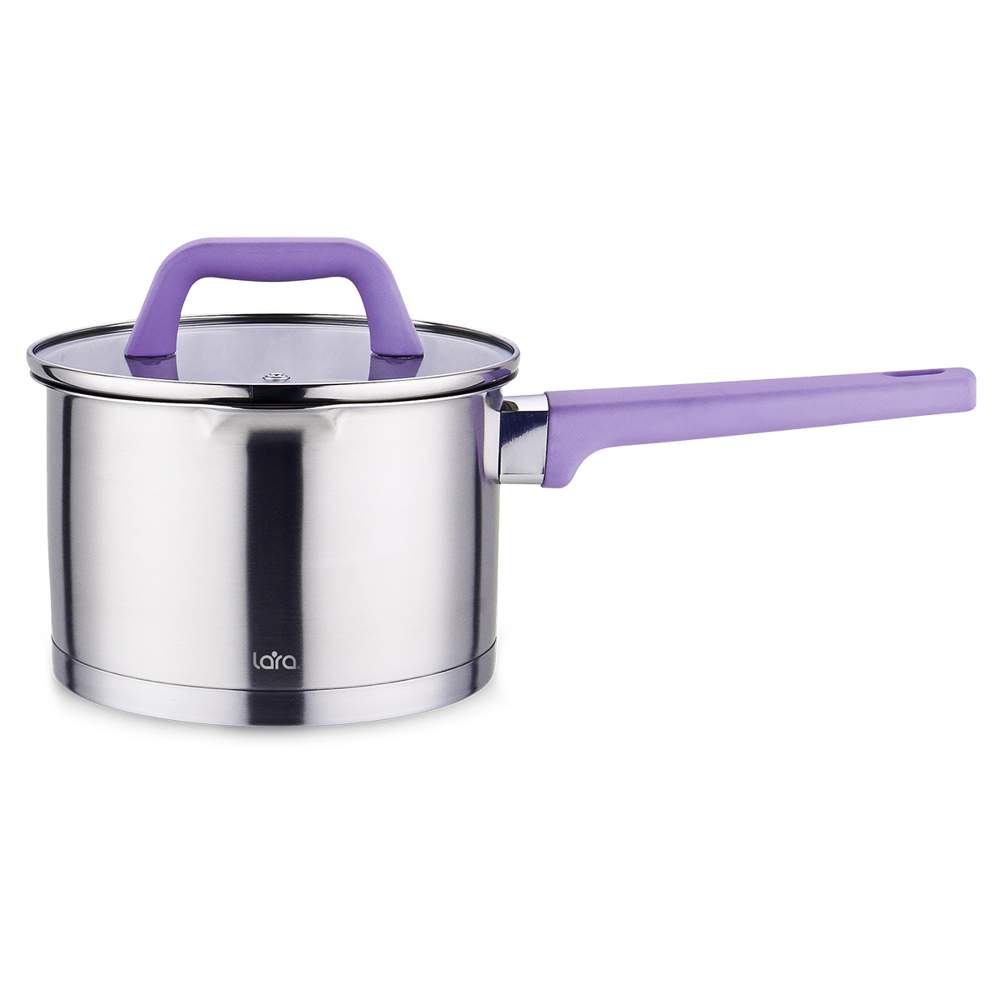 LARA Лаванда Сотейник LR03-21 16x9см 2л c/кр индукц.дно