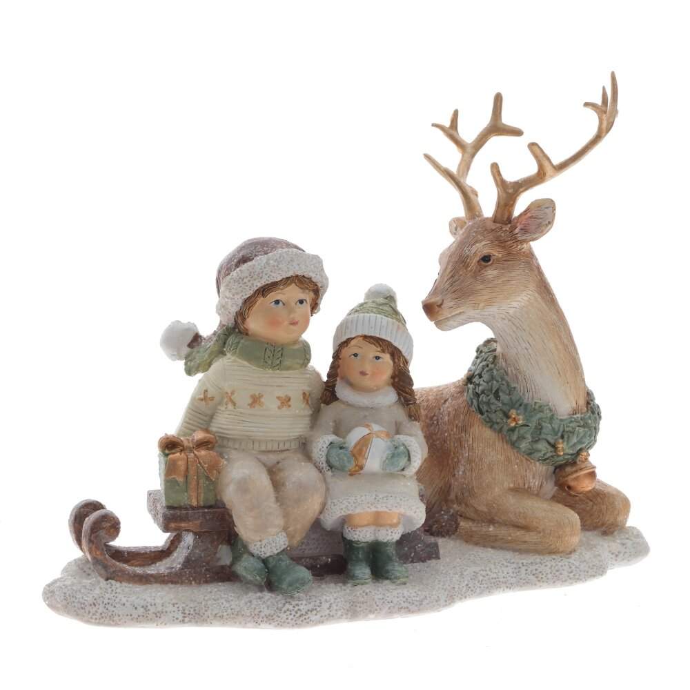 REMECO COLLECTION Фигурка 811166 Олень и дети 17х11х14см (полимер) 