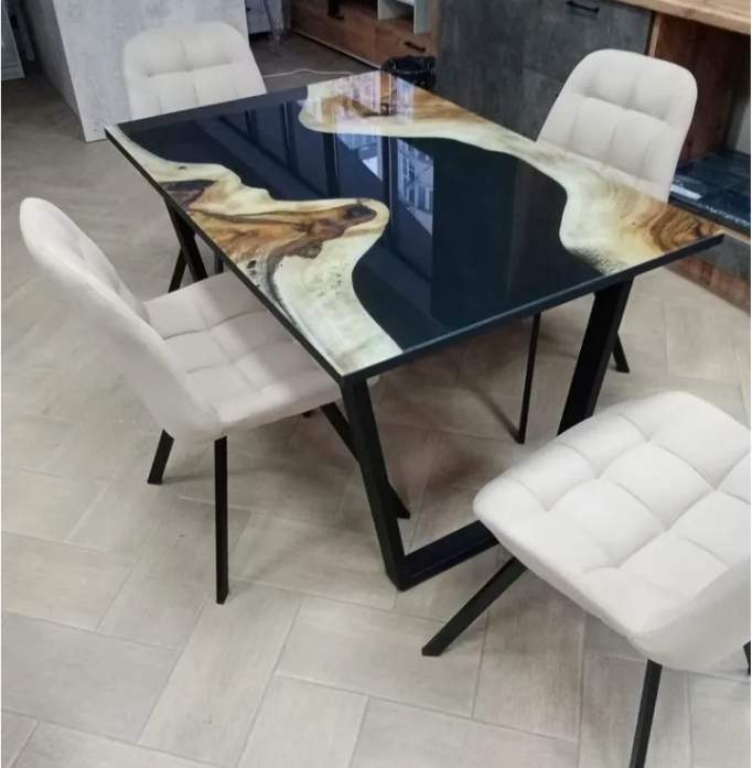 Стол Ниагара нераскл. 1200х800 стекло(опора  черная, 8 слеб черный