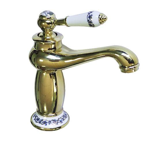 Смеситель BRIMIX  121  на раков. шар. под золото ручка с камнем