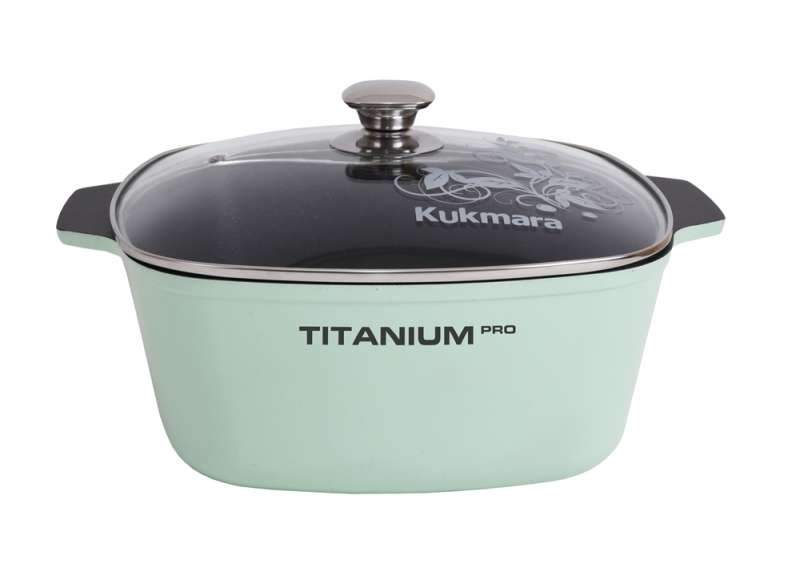 KUKMARA Кастрюля ккт552а 5,5л квадрат 260х260 АП Titanium pro green ст/кр