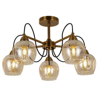 Светильник потолочный SLE110002-05 Бронза/Янтарный E27 5*60W