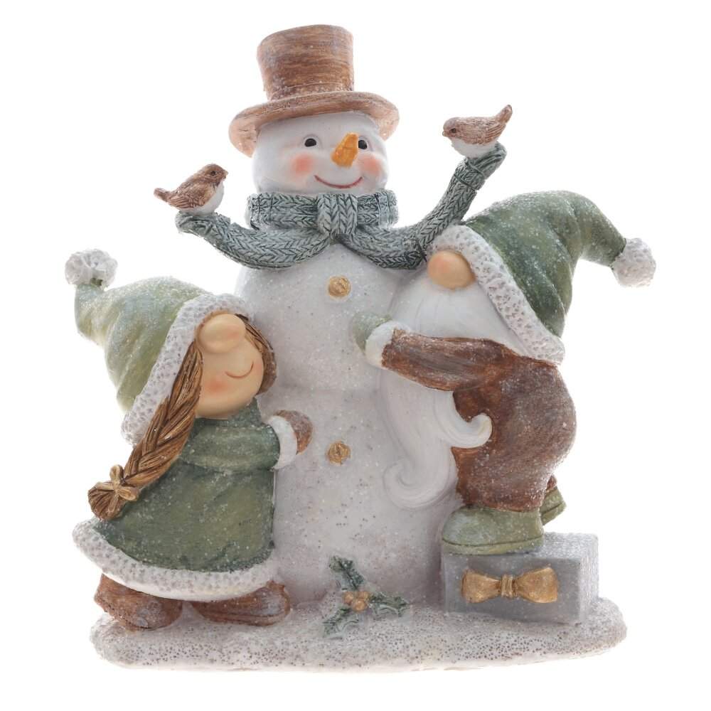 REMECO COLLECTION Фигурка 811303 Снеговик,девочка и гном 14,5х8,5х16,5см 