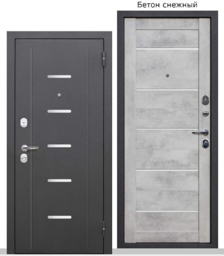 Дверь металлическая Гарда  7,5 см Серебро Бетон снежный Царга 860мм  левая
