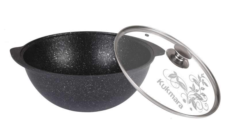 KUKMARA Казан кмт37а 3,5л АП темный мрамор стекл.крышка