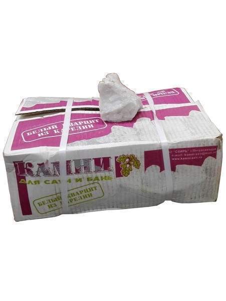 Камни для саун  Кварцит Белый  колотый Карелия коробка