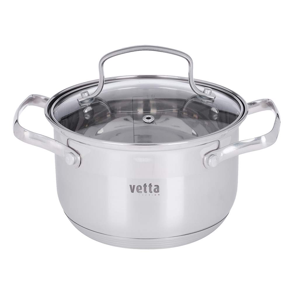 VETTA Берн Кастрюля 822-099 1900мл/16х10см с крышкой нерж.сталь индукция