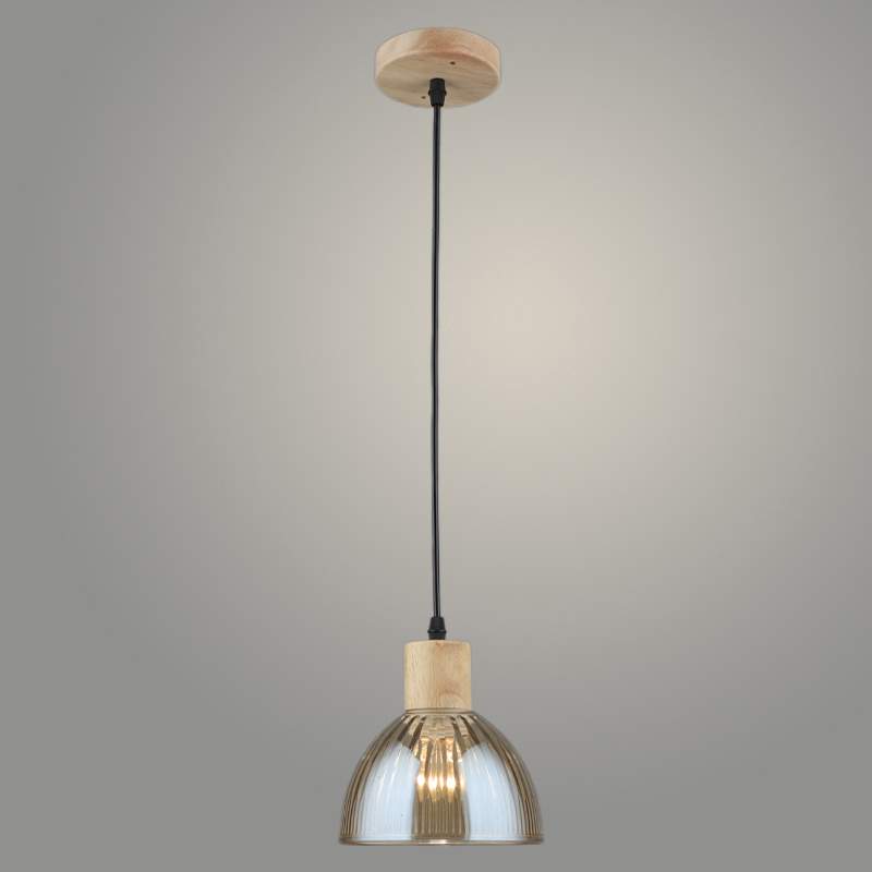Подвес N5868/1HQ WOOD+AM янтарный 1х40W Е27 d150 h800, QH23