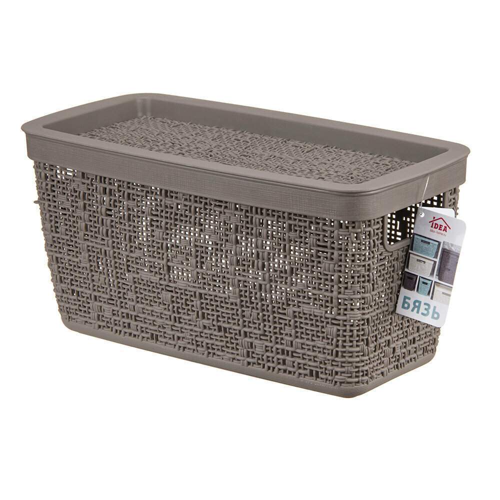 Корзинка Рогожка серый с крыш. 4л (28х14 в.14см)  выруб.руч. М2325 фр.сер/337285