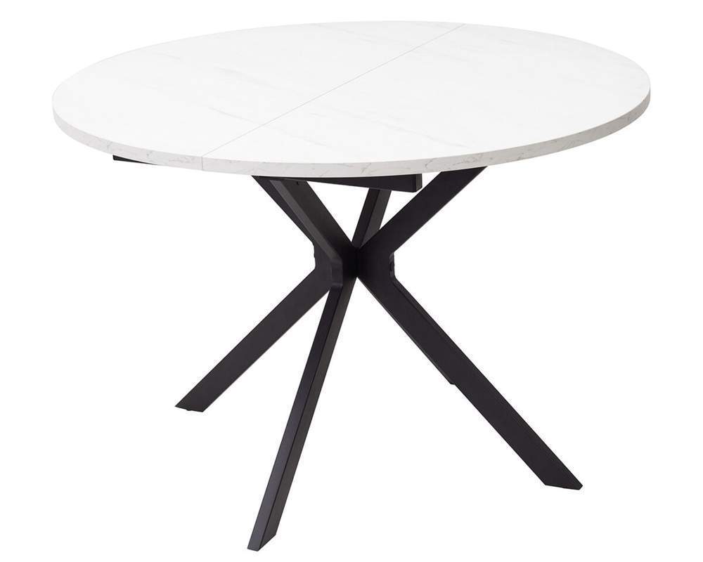 Стол Астррон раскл. D900 (1200)ЛДСП(белый, опора эмаль черная)