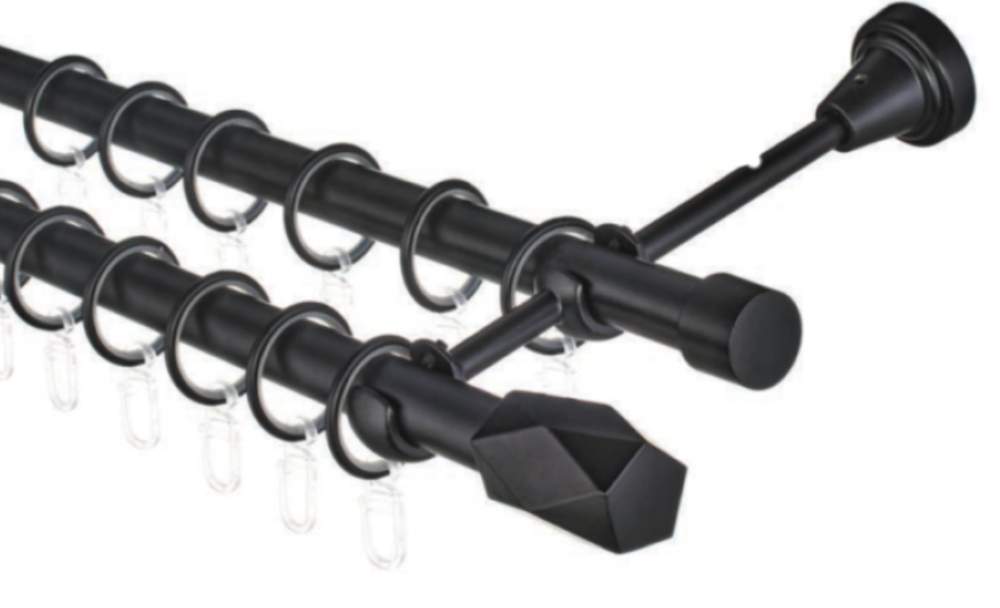 Карниз декоративный Renome-10 д/штор двухрядный цельный многогр.Черный 19мм  2,4м