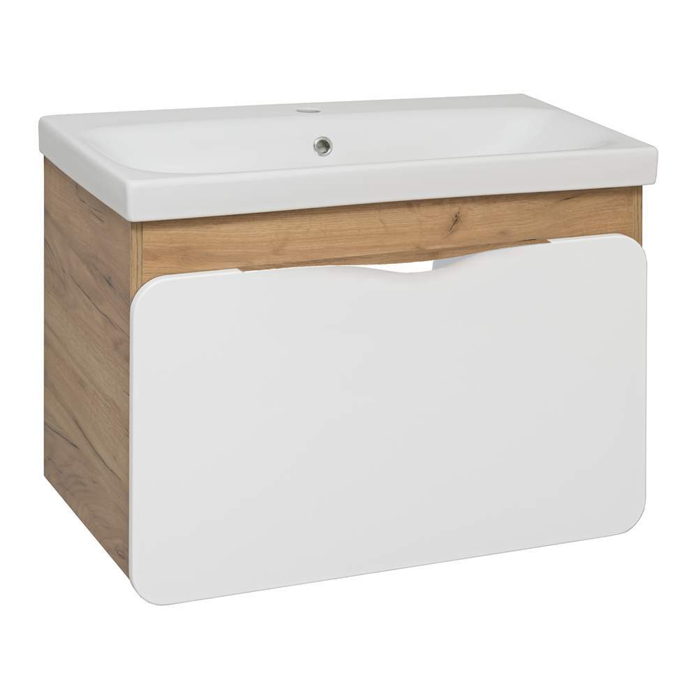 Тумба Skandi  2ящ.подвес.дуб золотой крафт + раковина MODUO 80см 2080CRAFTCSCA/H