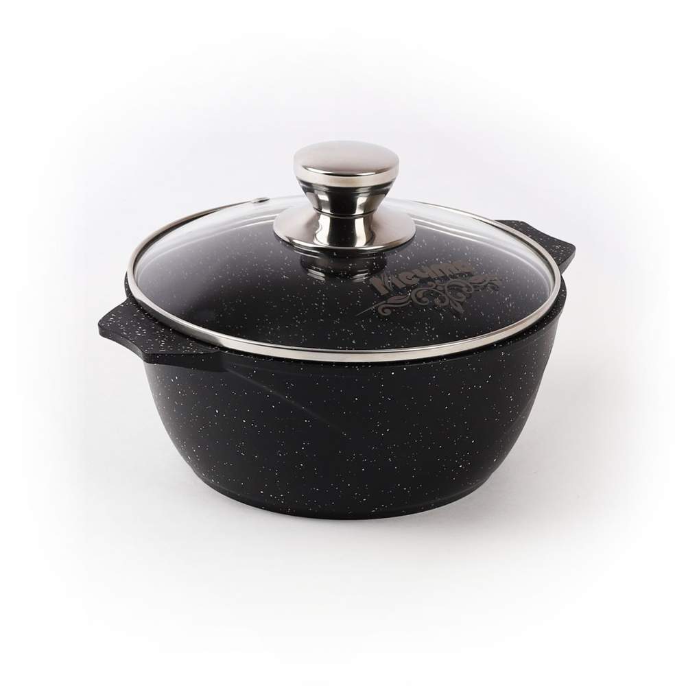 МЕЧТА Гранит Black Кастрюля 41802 с крышкой 1л АП покрытие 