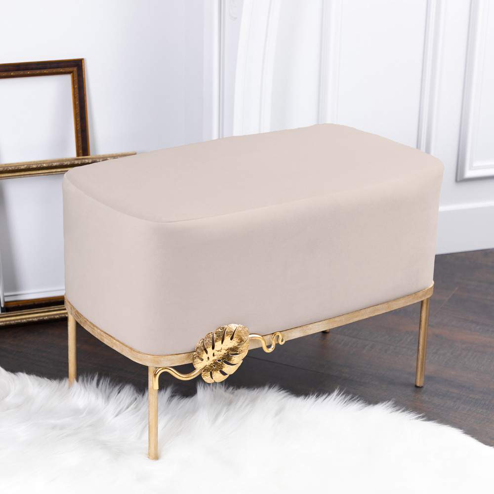 Банкетка "Monstera Deliciosa"мягк.эл.Evita-3Кремовый (Айвори мраморное золото(АСМзл) 11712