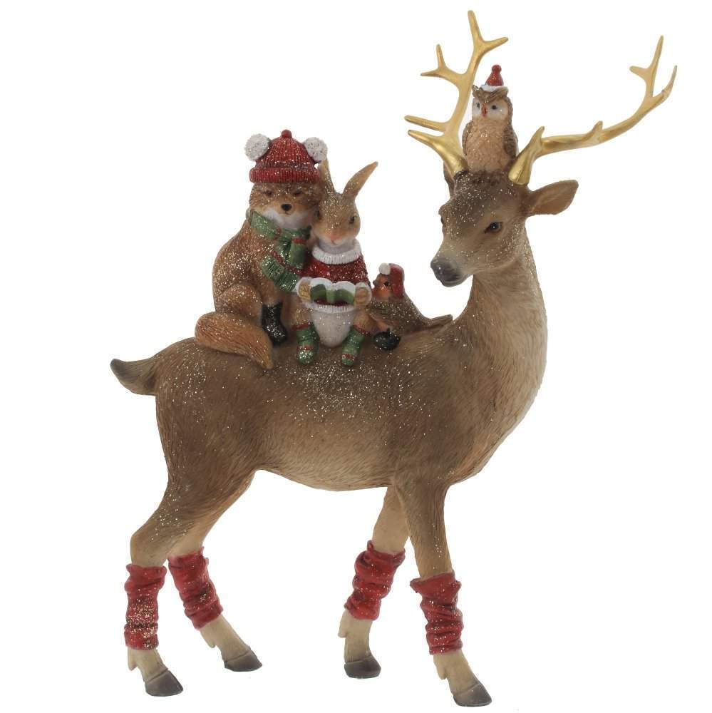 REMECO COLLECTION Фигурка 763848 Олень и лесные друзья золото/красный 20,5х9х25см (полимер)