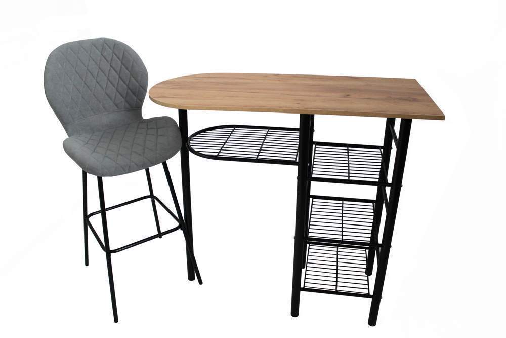 Стол  барный "Барс"   ЛДСП  16мм  500*1100  Дуб крафт золотой+металлок.Барс(черный)