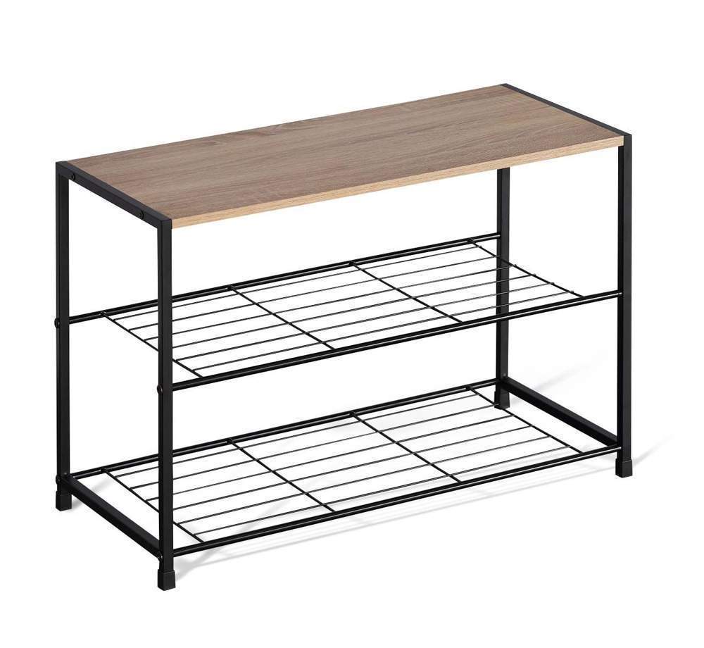 Полка д/обуви Sheffilton  SHT-SR12  металл/ЛДСП SR-01 черный муар/сканд.орех