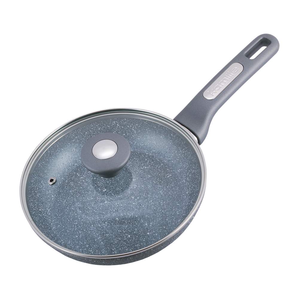 KAMILLE Сковорода 4272GR 26см с крышкой литой аллюминий с АП покрытием 3-х сл. мраморное Индукция