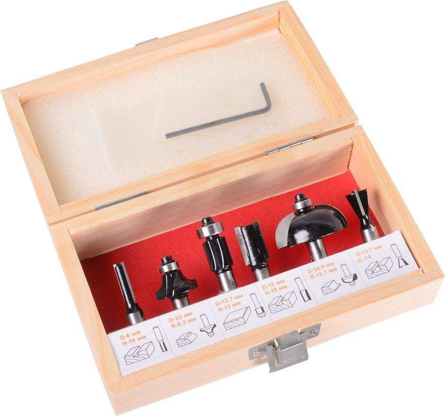 Набор фрез Вихрь 6шт по дереву (хвостовик 8мм), кейс  73/10/6/20