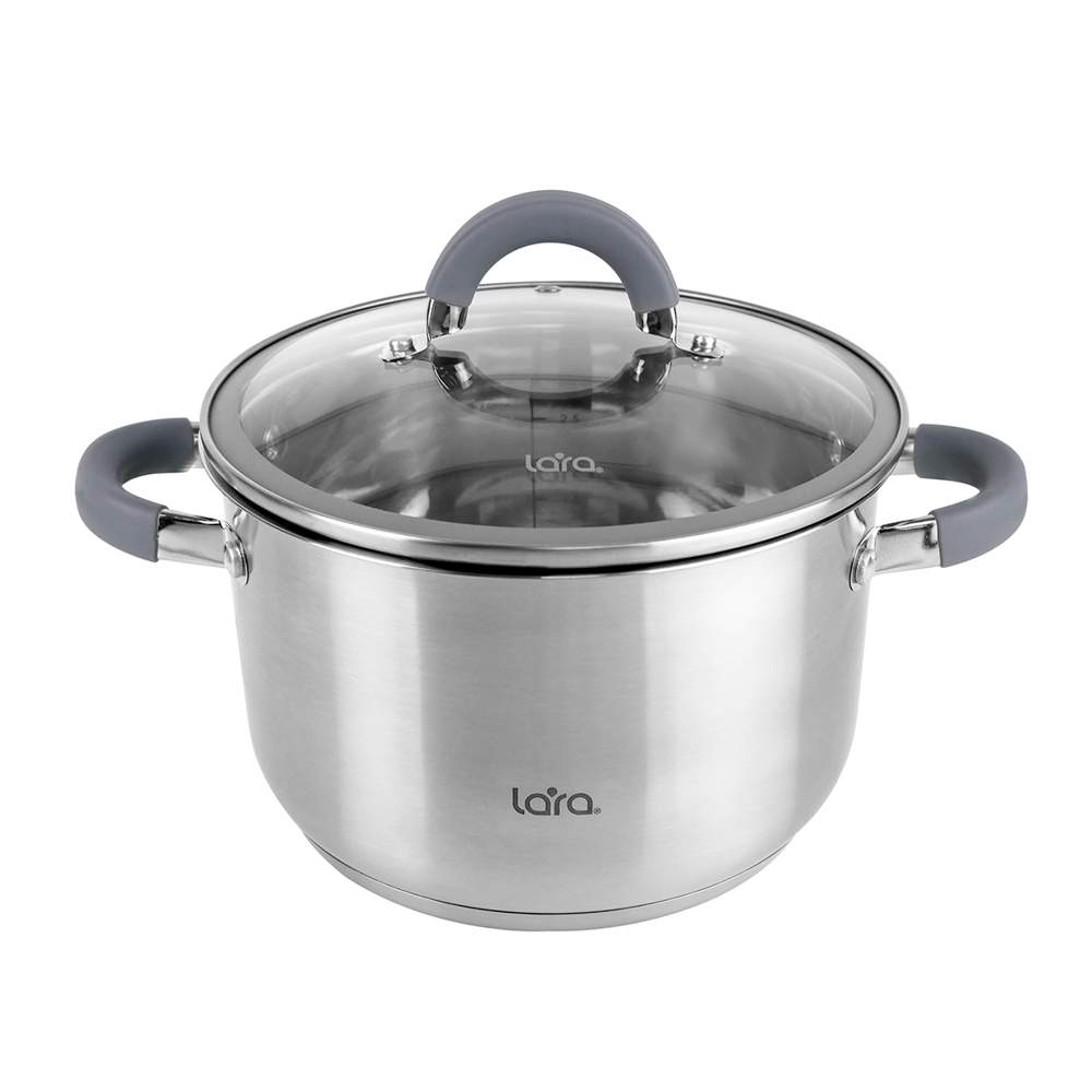LARA Калипсо Кастрюля LR02-275 5,1л 22х13,5см индукция /нерж/
