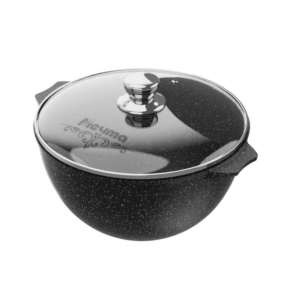 МЕЧТА Гранит Black Induction Pro Казан 54802и с крышкой 4л АП 24х12,2см индукция 