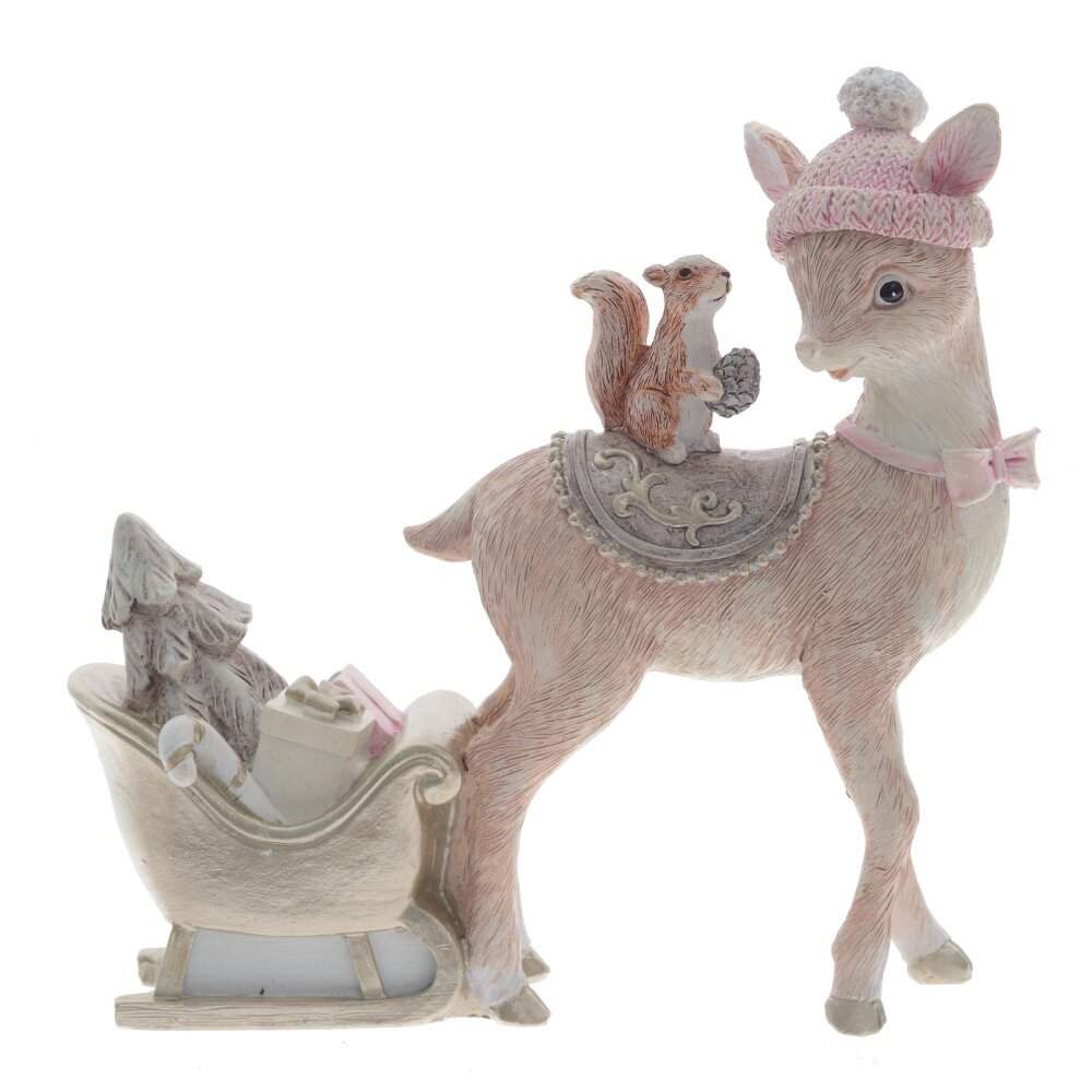 REMECO COLLECTION Фигурка 811134 Олененок с санками серебро/розовый 16х4х15,5см 