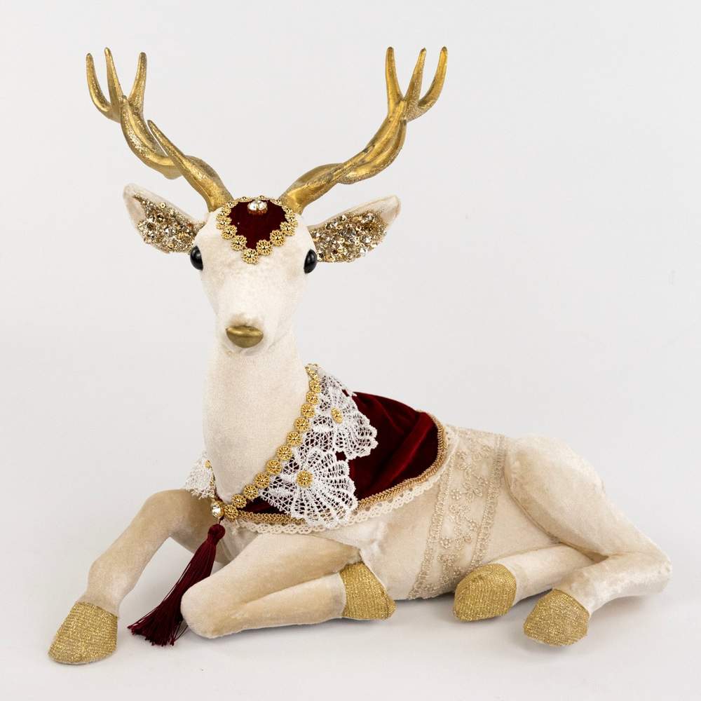 DECOLINE Фигурка Олень 688230494 крем/красный 40х40х28см (пенопласт/текстиль) 