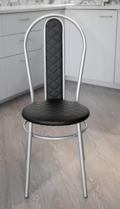 Стул Венский хром к/з черный малый ромб