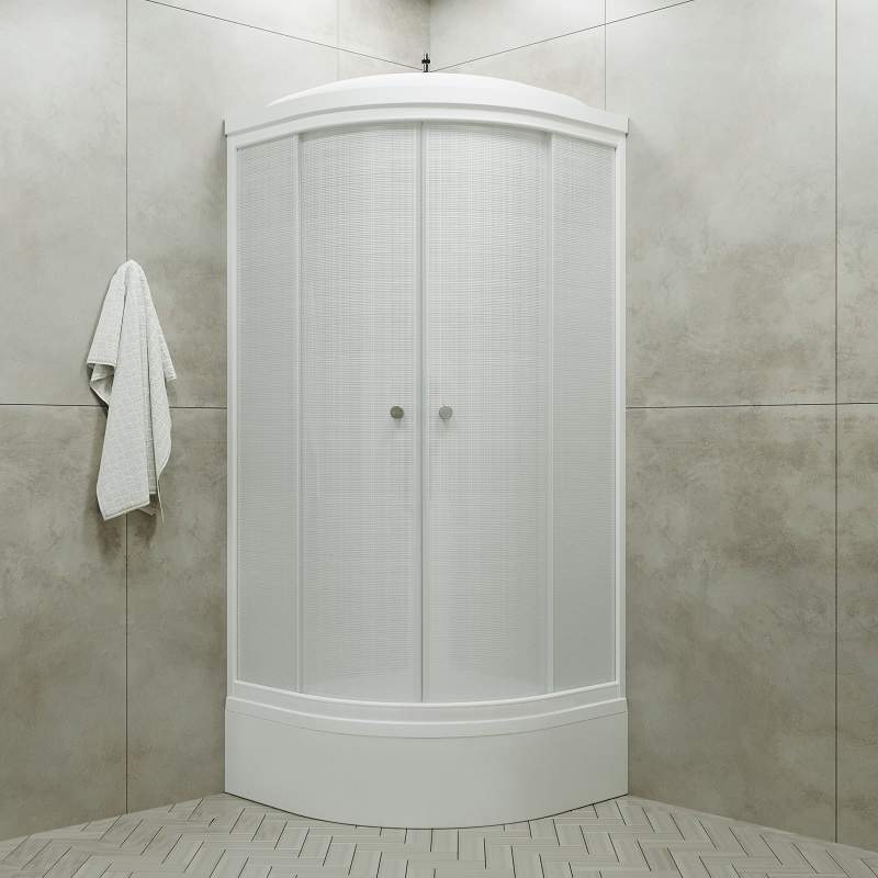 Душевая кабина "Стандарт В" Лён  1/4круга сред.поддон 100*100 , ДН4, ( 7мест + сифон D50мм)белый