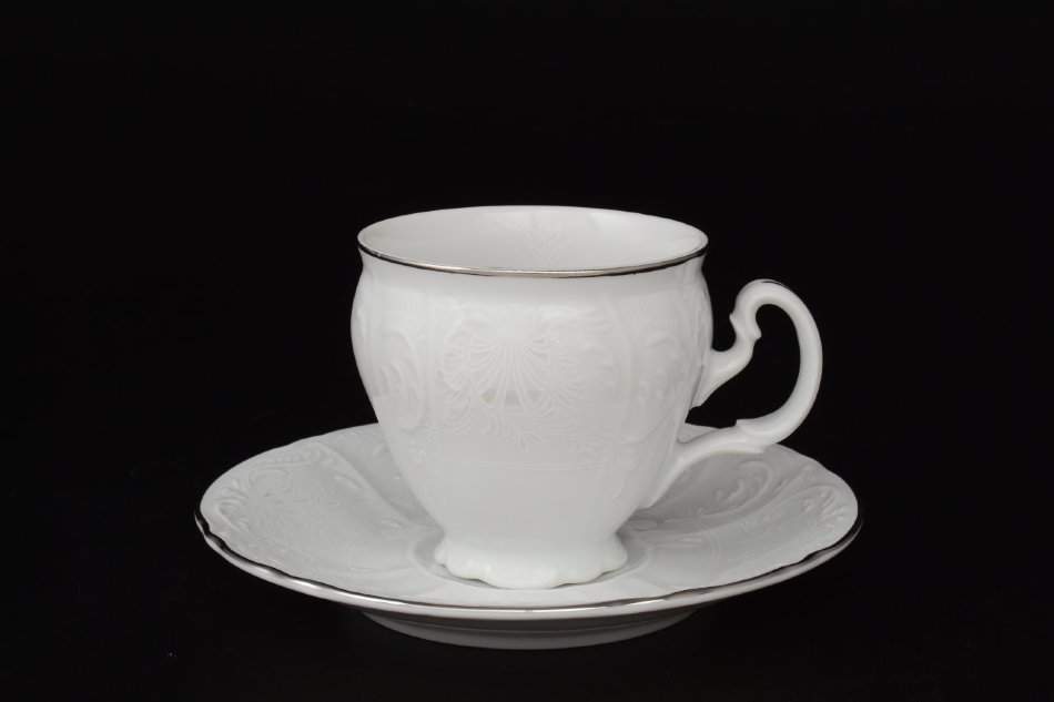 BERNADOTTE Отводка платина Набор чашек с блюдцами 90мл (бочка) BE3632021/03826/БТФ1031