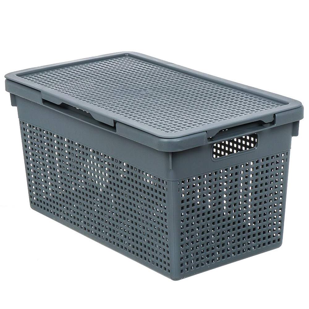 Корзинка Лофт/решетка 21л с кр. серый прям с ручк. 45х26 h24см 562118/358444