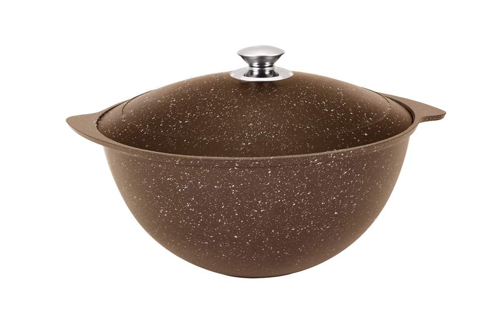 KUKMARA Казан кмк65а 6л АП кофейный мрамор крышка металл 