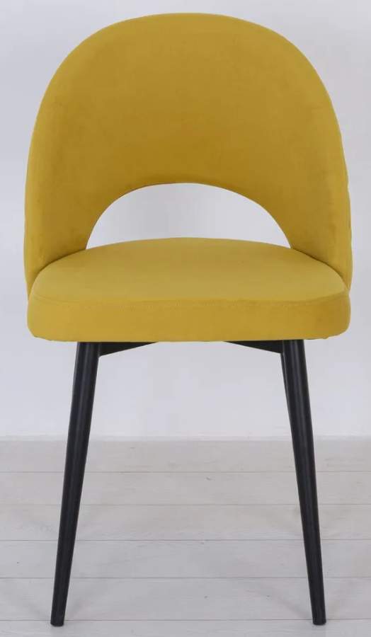 Стул Кельвин 5кат.(тедди)(тк тедди желтый 628)+каркас тип 4(омега новая) (черный)