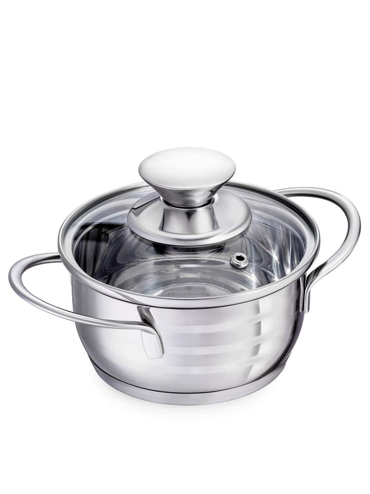 REGENT INOX Linea Bimbo Vitro Кастрюля (мини) 0,7л 12х6см с крышкой нерж.сталь 93-BIMv-02