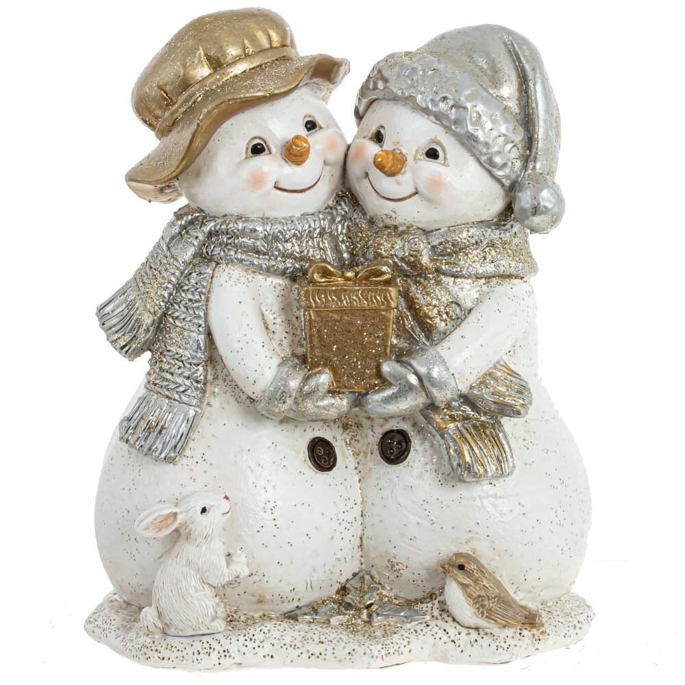 REMECO COLLECTION Фигурка 791673 Снеговики с подарком 10,5х6,5х12,5см (полимер) 