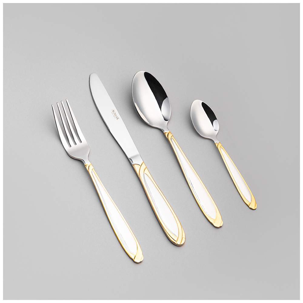 AGNESS Набор столовых приборов 942-558 Casta Gold на 6 персон 24пр 